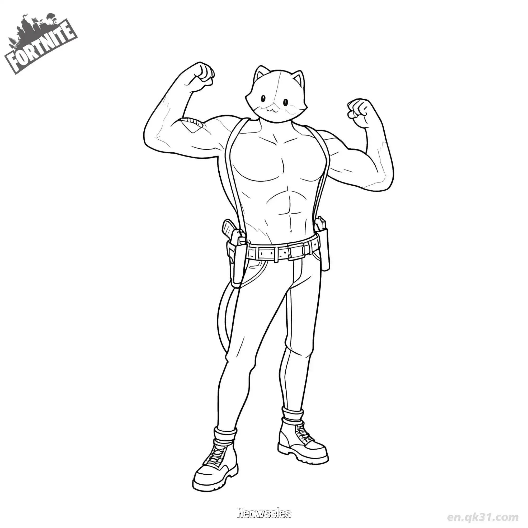 免费 肌肉猫 01简笔画 素描 涂鸦 - 免费可打印堡垒之夜 下载PDF 简笔画涂色页